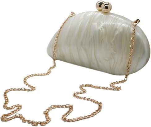 UMREN Seashell Chain Shoulder Bag for Women Acrylic Evening Clutch Bag Glitter Marble Purse Handbag for Wedding Party Prom in Kuwait