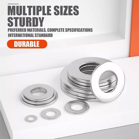UGSHY 684 PCS Car Oil Drain Plug Gasket Assortment Set, 9 Specifications Flat Washers M2 M2.5 M3 M4 M5 M6 M8 M10 M12, Oil-Proof Extrusion Sealing Gasket Kit, Universal Automotive Accessories (Silver) in Saudi Arabia