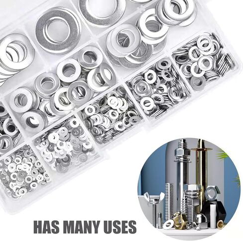 UGSHY 684 PCS Car Oil Drain Plug Gasket Assortment Set, 9 Specifications Flat Washers M2 M2.5 M3 M4 M5 M6 M8 M10 M12, Oil-Proof Extrusion Sealing Gasket Kit, Universal Automotive Accessories (Silver) in Saudi Arabia