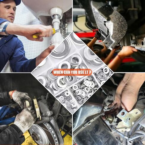 UGSHY 684 PCS Car Oil Drain Plug Gasket Assortment Set, 9 Specifications Flat Washers M2 M2.5 M3 M4 M5 M6 M8 M10 M12, Oil-Proof Extrusion Sealing Gasket Kit, Universal Automotive Accessories (Silver) in Saudi Arabia