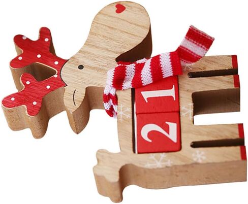 Amosfun Christmas Calendar Countdown Advent Calendar Wooden Deer Ornament for Christmas Home Decoration in Saudi Arabia