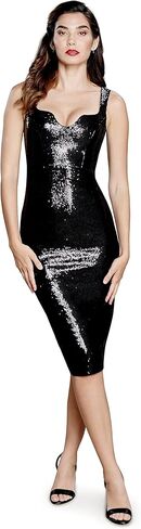 Dress the Population Women's Sloane Rounded V Neck Bodycon Midi Dress in Saudi Arabia