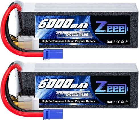 Zeee 6S Lipo Battery 6000mAh 22.2V 100C with EC5 Connector Soft Pack RC Battery for RC Car Truck RC Airplane Helicopter Quadcopter Boat (2 Packs) in Saudi Arabia