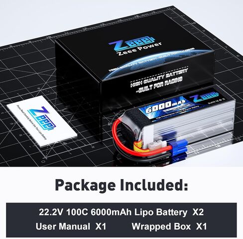Zeee 6S Lipo Battery 6000mAh 22.2V 100C with EC5 Connector Soft Pack RC Battery for RC Car Truck RC Airplane Helicopter Quadcopter Boat (2 Packs) in Saudi Arabia