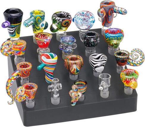 Slide Stand - Store 20 Bowls - 14mm 18mm 10mm (Black, Half 14mm Half 18mm) in Saudi Arabia