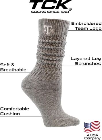TCK NCAA College Slouch Socks Womens, Cozy, Lounge Scrunch Sock for Women in Saudi Arabia