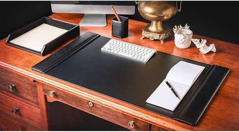Dacasso Burgundy w/Black Trim Leather Luxury 10-Piece Desk Accessory Set - Blotter Pad/Mat & Desk Organization Essentials - Executive Decor and Surface Protector in Saudi Arabia