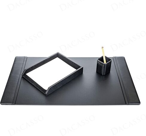 Dacasso Burgundy w/Black Trim Leather Luxury 10-Piece Desk Accessory Set - Blotter Pad/Mat & Desk Organization Essentials - Executive Decor and Surface Protector in Saudi Arabia