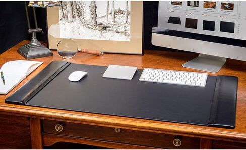 Dacasso Burgundy w/Black Trim Leather Luxury 10-Piece Desk Accessory Set - Blotter Pad/Mat & Desk Organization Essentials - Executive Decor and Surface Protector in Saudi Arabia