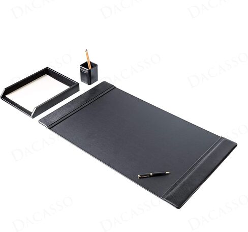 Dacasso Burgundy w/Black Trim Leather Luxury 10-Piece Desk Accessory Set - Blotter Pad/Mat & Desk Organization Essentials - Executive Decor and Surface Protector in Saudi Arabia