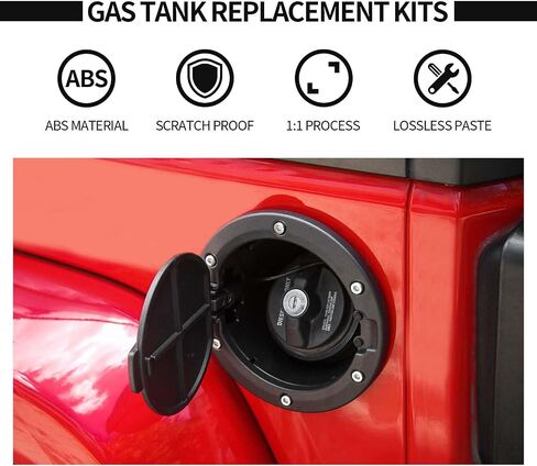 Voodonala for Jeep Wrangler JK JKU Gas Fuel Tank Cover with lock Compatible with Jeep Wrangler JK JKU 2007-2018 2&4Doors(Black,Come with Rubber Rings) in Saudi Arabia