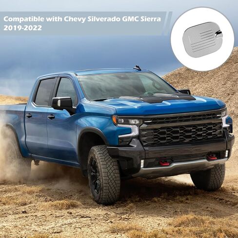 RT-TCZ for Silverado Gas Cap Door Cover Compatible with Chevy Silverado GMC Sierra 2019-2022 Chrome Flag Exterior Accessories in Saudi Arabia