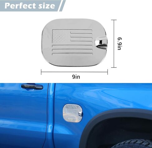 RT-TCZ for Silverado Gas Cap Door Cover Compatible with Chevy Silverado GMC Sierra 2019-2022 Chrome Flag Exterior Accessories in Saudi Arabia
