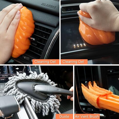 Car Wash Kit,17 PCS Car Cleaning Kit with Car Wash Mitt Scratch Free,Detailing Brush Set,Cleaning Gel,Tire Brush,Air Vent Brush in Saudi Arabia