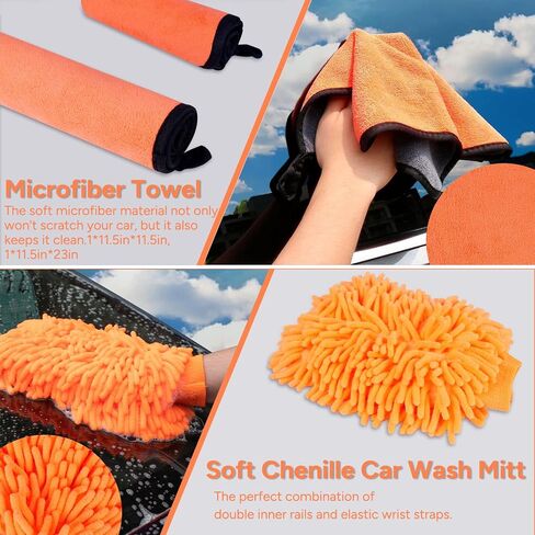 Car Wash Kit,17 PCS Car Cleaning Kit with Car Wash Mitt Scratch Free,Detailing Brush Set,Cleaning Gel,Tire Brush,Air Vent Brush in Saudi Arabia