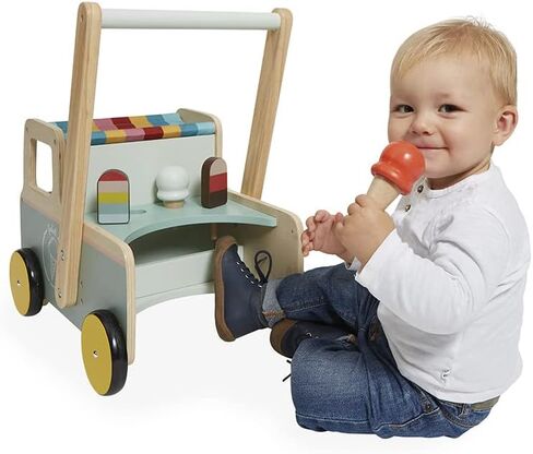 Janod - Janod - Wooden Pull-Along Ice Cream Cart/Trolley - 4 Ice Creams Included - Silent Wheels - Anti-Tip System - FSC-Certified - Water-Based Paint - 1 Year, J08049 in Saudi Arabia