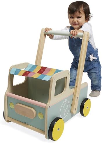 Janod - Janod - Wooden Pull-Along Ice Cream Cart/Trolley - 4 Ice Creams Included - Silent Wheels - Anti-Tip System - FSC-Certified - Water-Based Paint - 1 Year, J08049 in Saudi Arabia
