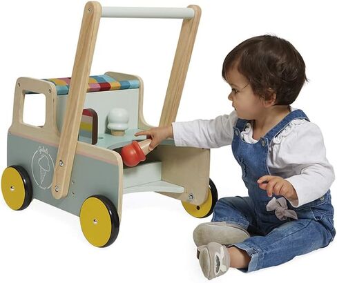 Janod - Janod - Wooden Pull-Along Ice Cream Cart/Trolley - 4 Ice Creams Included - Silent Wheels - Anti-Tip System - FSC-Certified - Water-Based Paint - 1 Year, J08049 in Saudi Arabia