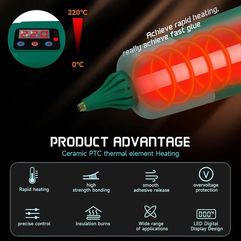 مسدس غراء ساخن لاسلكي لبطارية ليثيوم أيون 18 فولت من بوش، مسدس هواء ساخن 100 وات مع شاشة رقمية LCD، مسدس غراء سريع التسخين لمدة 30 ثانية 10 قطع 11 ملم من أعواد الغراء للفنون/الحرف اليدوية/الإصلاحات (بدون بطارية) in Kuwait