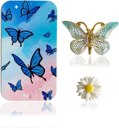 ZDDPDJ Butterfly Needle Case Magnetic Sewing Storage Tin Box and Butterfly Needle Minder for Embroidery Cross Stitch Needlepoint Art Accessories (Pink) in Kuwait