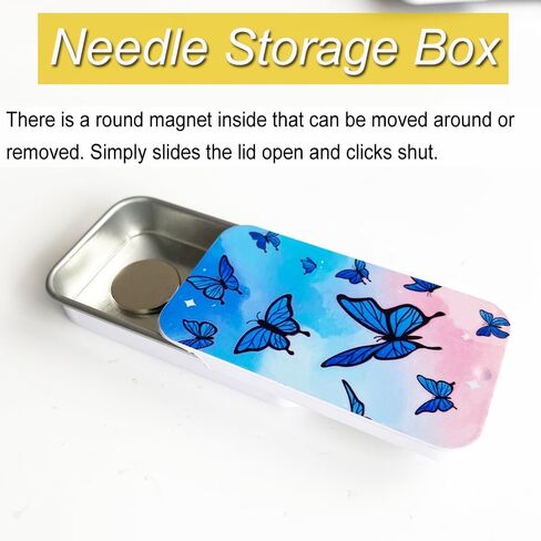 ZDDPDJ Butterfly Needle Case Magnetic Sewing Storage Tin Box and Butterfly Needle Minder for Embroidery Cross Stitch Needlepoint Art Accessories (Pink) in Kuwait