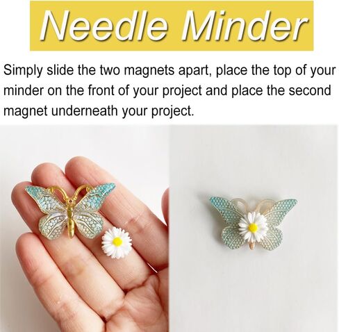 ZDDPDJ Butterfly Needle Case Magnetic Sewing Storage Tin Box and Butterfly Needle Minder for Embroidery Cross Stitch Needlepoint Art Accessories (Pink) in Kuwait