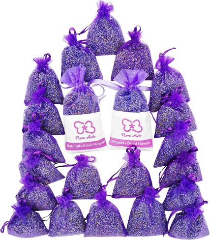 Pura Aide Dried Lavender Sachets Pre-Filled for Drawers Closets Dressers Pillows Shoe Boxes Wedding Toss Home Fragrance Fresh Scents (Pack of 22) in Saudi Arabia