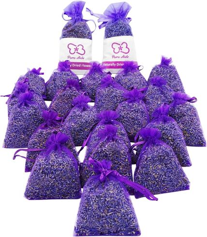 Pura Aide Dried Lavender Sachets Pre-Filled for Drawers Closets Dressers Pillows Shoe Boxes Wedding Toss Home Fragrance Fresh Scents (Pack of 22) in Saudi Arabia