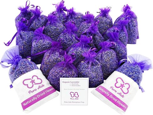 Pura Aide Dried Lavender Sachets Pre-Filled for Drawers Closets Dressers Pillows Shoe Boxes Wedding Toss Home Fragrance Fresh Scents (Pack of 22) in Saudi Arabia