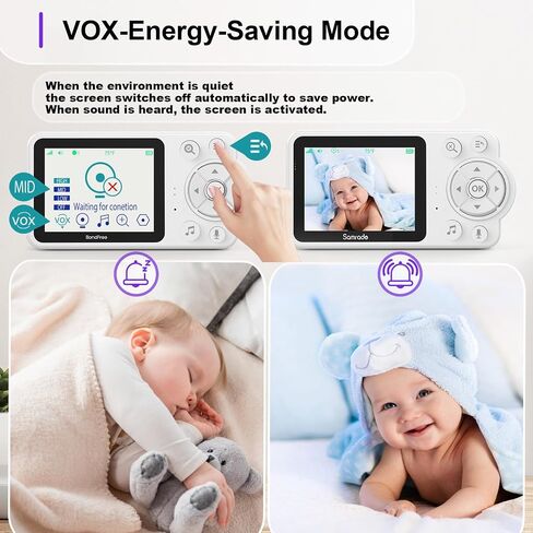 Samrado Baby Monitor with Camera and Audio 2600mAH Battery, 2.8" Screen Baby Video Monitors with Type-C Night Vision Two-Way Talk No WiFi 6 Lullabies in Saudi Arabia