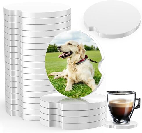 120PCS Sublimation Blanks Car Coasters, Absorbent Auto Coasters for Cup Holders, Neoprene Car Coasters Absorb Spills to Keep Cupholders Clean in Kuwait