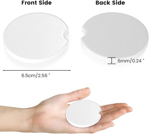 120PCS Sublimation Blanks Car Coasters, Absorbent Auto Coasters for Cup Holders, Neoprene Car Coasters Absorb Spills to Keep Cupholders Clean in Kuwait