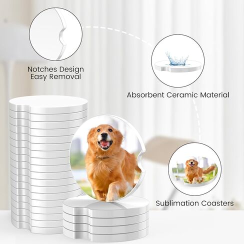 120PCS Sublimation Blanks Car Coasters, Absorbent Auto Coasters for Cup Holders, Neoprene Car Coasters Absorb Spills to Keep Cupholders Clean in Kuwait