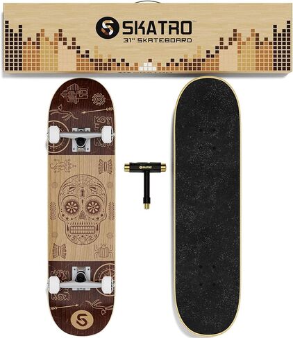 SKATRO - لوح تزلج احترافي مقاس 31 بوصة لوح تزلج كامل. أعمار ألواح التزلج: البالغين والأولاد والبنات والمبتدئين والأطفال in Saudi Arabia