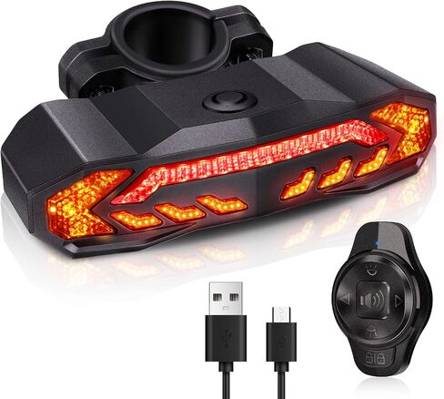EQIIO Smart Bike Tail Light with Turn Signals, Bike Alarm with Wireless Remote, USB Rechargeable Bike Brake Light, Waterproof Auto ON/Off Bicycle Tail Lights for Night Riding in Saudi Arabia