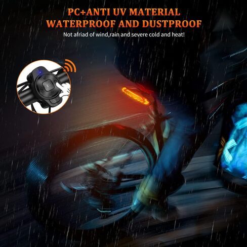 EQIIO Smart Bike Tail Light with Turn Signals, Bike Alarm with Wireless Remote, USB Rechargeable Bike Brake Light, Waterproof Auto ON/Off Bicycle Tail Lights for Night Riding in Saudi Arabia