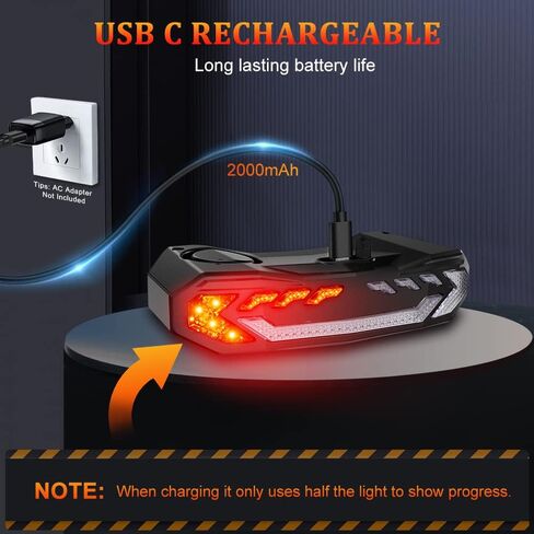 EQIIO Smart Bike Tail Light with Turn Signals, Bike Alarm with Wireless Remote, USB Rechargeable Bike Brake Light, Waterproof Auto ON/Off Bicycle Tail Lights for Night Riding in Saudi Arabia