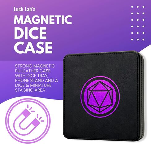 Luck Lab Compact Magnetic Dice Case with Dice Tray and Phone Stand - Dice and Miniature Staging and Storage for RPG,D&D Tabletop Gaming (Purple) in Saudi Arabia