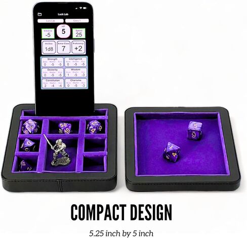 Luck Lab Compact Magnetic Dice Case with Dice Tray and Phone Stand - Dice and Miniature Staging and Storage for RPG,D&D Tabletop Gaming (Purple) in Saudi Arabia
