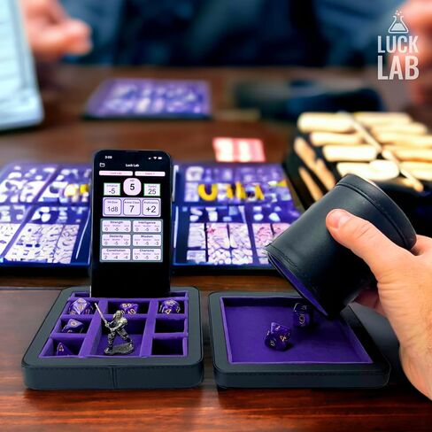 Luck Lab Compact Magnetic Dice Case with Dice Tray and Phone Stand - Dice and Miniature Staging and Storage for RPG,D&D Tabletop Gaming (Purple) in Saudi Arabia