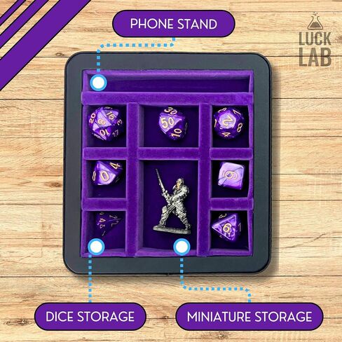Luck Lab Compact Magnetic Dice Case with Dice Tray and Phone Stand - Dice and Miniature Staging and Storage for RPG,D&D Tabletop Gaming (Purple) in Saudi Arabia