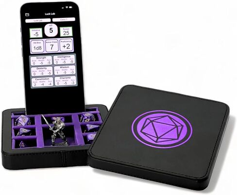 Luck Lab Compact Magnetic Dice Case with Dice Tray and Phone Stand - Dice and Miniature Staging and Storage for RPG,D&D Tabletop Gaming (Purple) in Saudi Arabia