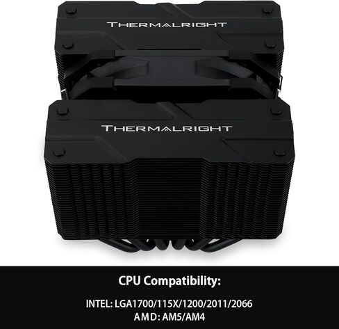 Thermalright Peerless Assassin 120 Mini Black CPU Cooler, 6 Heat Pipes AGHP Technology, with 120mm PWM Fan, 1500RPM Speed, for AMD:AM4 AM5/Intel LGA 1851/1700/1150/1151/1200/2011,PC Cooler in Saudi Arabia