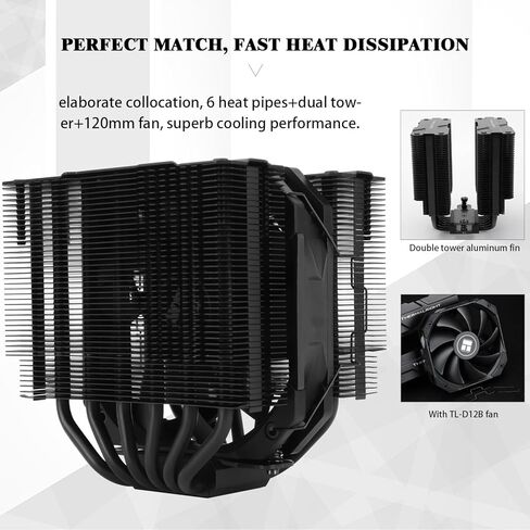 Thermalright Peerless Assassin 120 Mini Black CPU Cooler, 6 Heat Pipes AGHP Technology, with 120mm PWM Fan, 1500RPM Speed, for AMD:AM4 AM5/Intel LGA 1851/1700/1150/1151/1200/2011,PC Cooler in Saudi Arabia