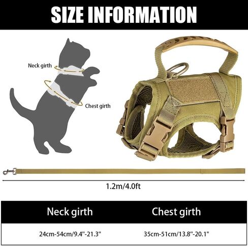 Cat Harness & Leash, Tactical Pet Walking Harness Escapeproof Breathable Cat Vest Harnesses with Letter Stickers for Cats Small Dogs in Saudi Arabia