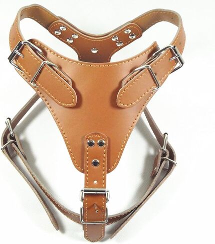 Dogs Kingdom 24"-32" Soft Leather Dog Harness&Leash Set Large for Pit Bull, Boxer, Bull Terrier in Saudi Arabia