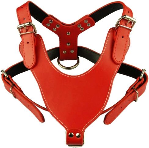 Dogs Kingdom 24"-32" Soft Leather Dog Harness&Leash Set Large for Pit Bull, Boxer, Bull Terrier in Saudi Arabia