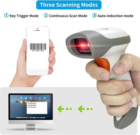 NetumScan Bluetooth QR Barcode Scanner, 3 in 1 Automatic Wireless 1D 2D Barcode Reader USB Image Code Scanner for Store, Warehouse POS, Computer, Tablet, iPad, iPhone, Android in Saudi Arabia