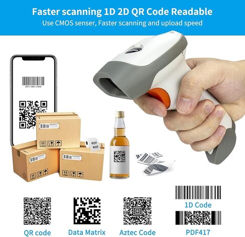 NetumScan Bluetooth QR Barcode Scanner, 3 in 1 Automatic Wireless 1D 2D Barcode Reader USB Image Code Scanner for Store, Warehouse POS, Computer, Tablet, iPad, iPhone, Android in Saudi Arabia