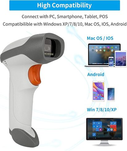 NetumScan Bluetooth QR Barcode Scanner, 3 in 1 Automatic Wireless 1D 2D Barcode Reader USB Image Code Scanner for Store, Warehouse POS, Computer, Tablet, iPad, iPhone, Android in Saudi Arabia